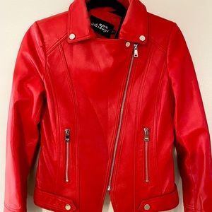 100% Real Leather Red Jacket